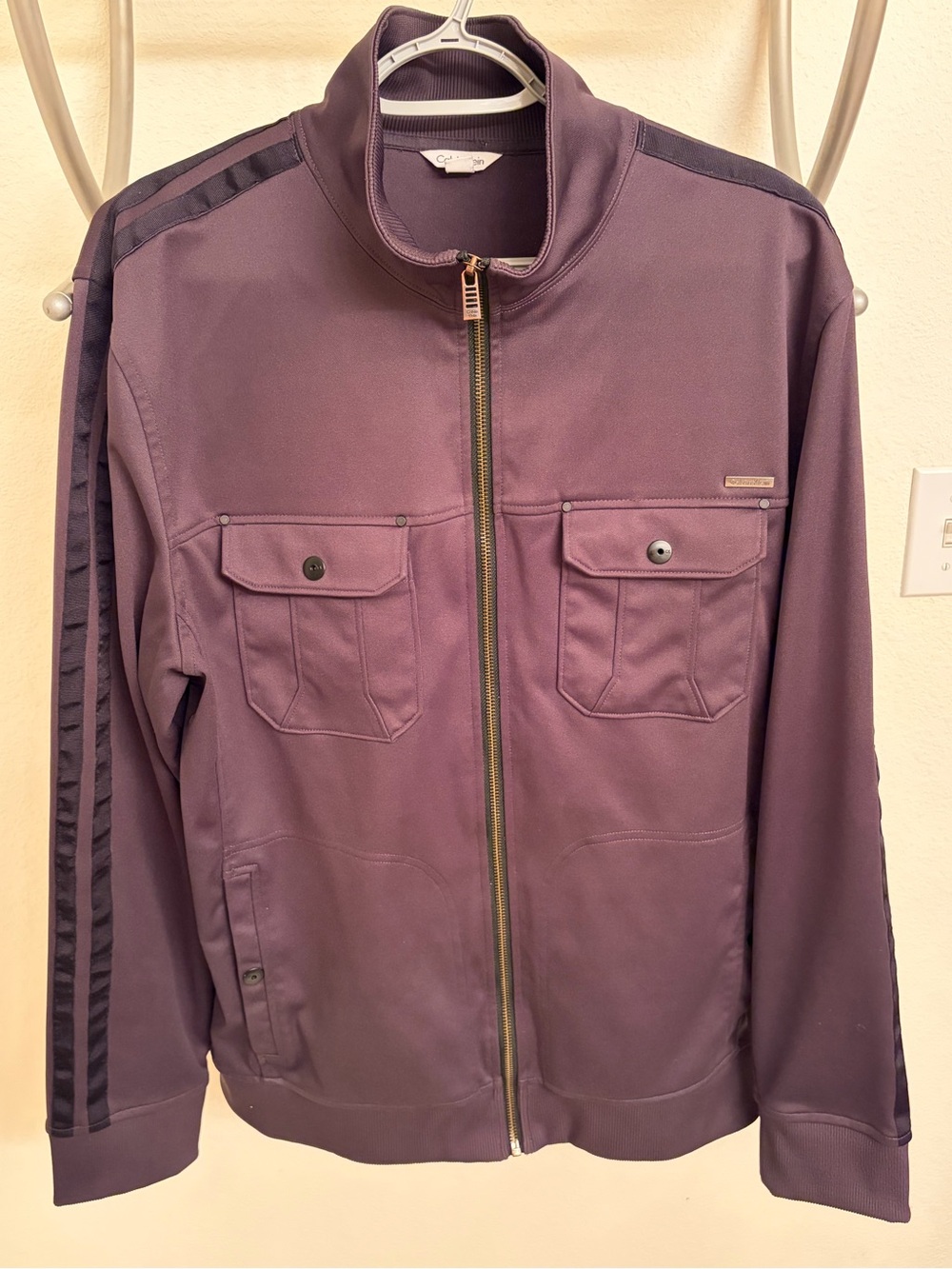 Calvin Klein Plum Track Jacket with Chest Pockets